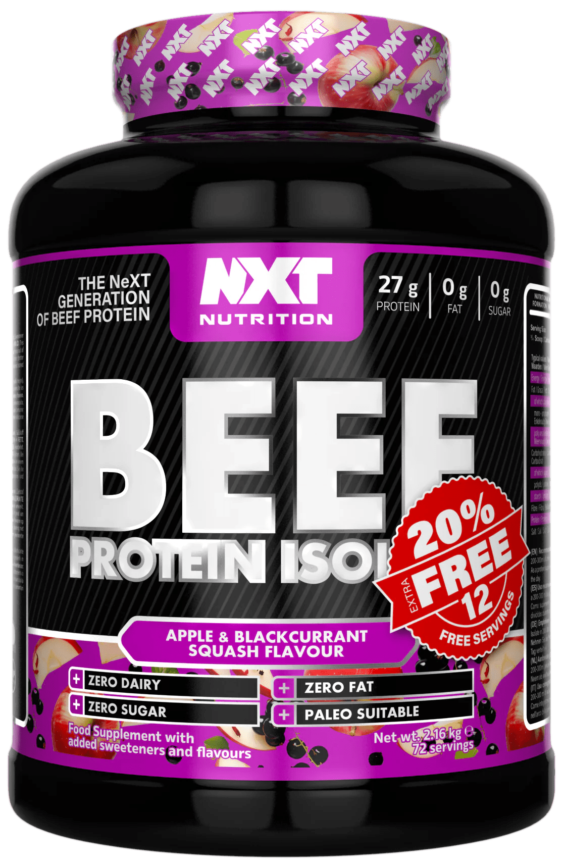 Beef Protein Isolate 1.8kg - NXT Nutrition UK