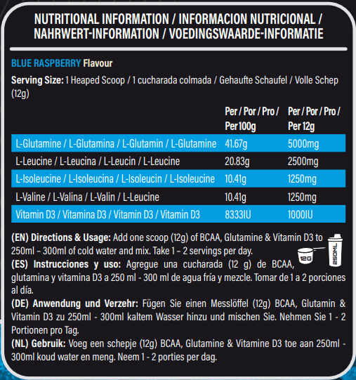 BCAA Glutamine & Vitamin D 360g - NXT Nutrition UK
